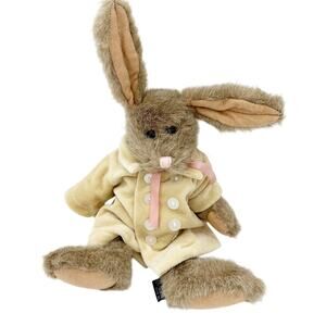 JB Bean Series Boyds Collection Plush Rabbit bunny in coat & pink bow 11" toy